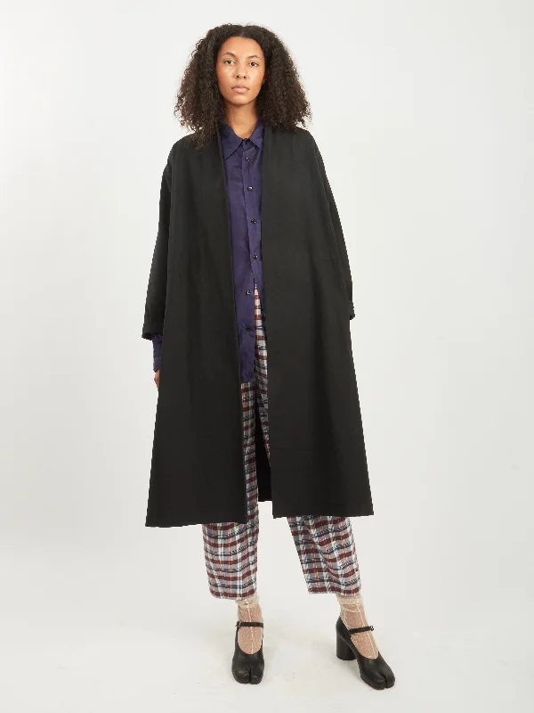 Black Cotton Linen Weather Cloth "Haori" Coat