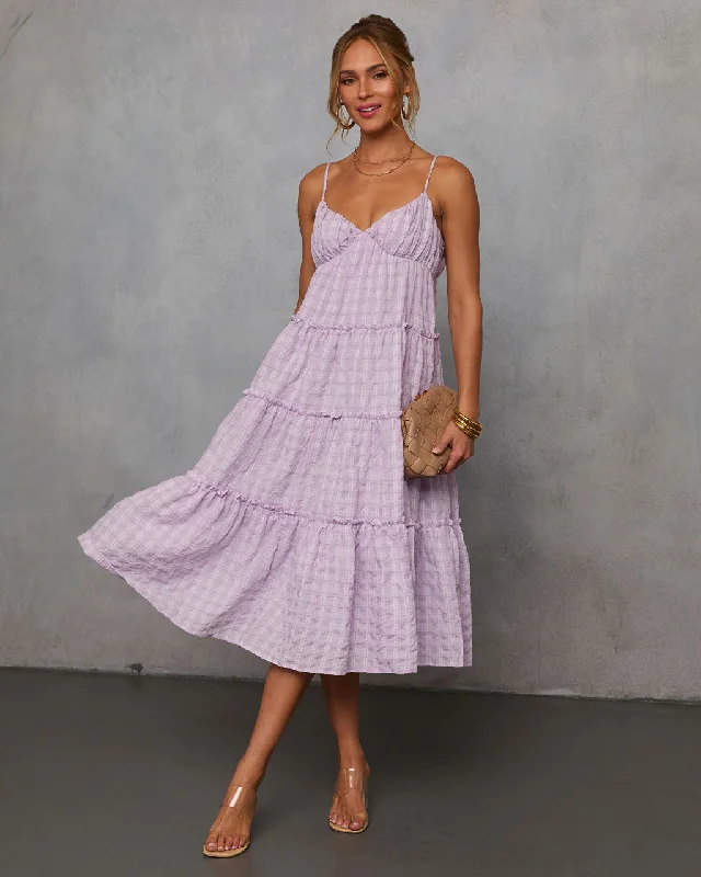 Butterfly Ballet Plaid Midi Dress