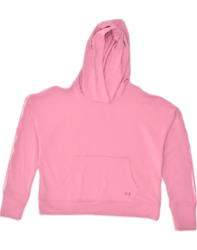 UNDER ARMOUR Womens Oversized Hoodie Jumper UK 16 Large Pink Polyester