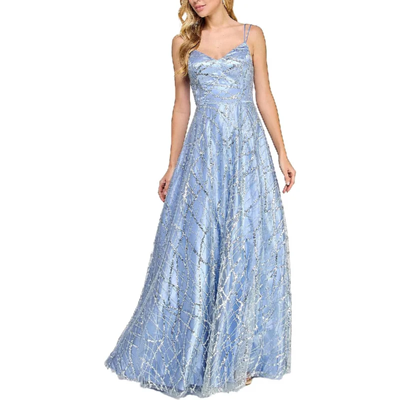 TLC Say Yes To The Prom Womens Juniors Satin Embellished Evening Dress