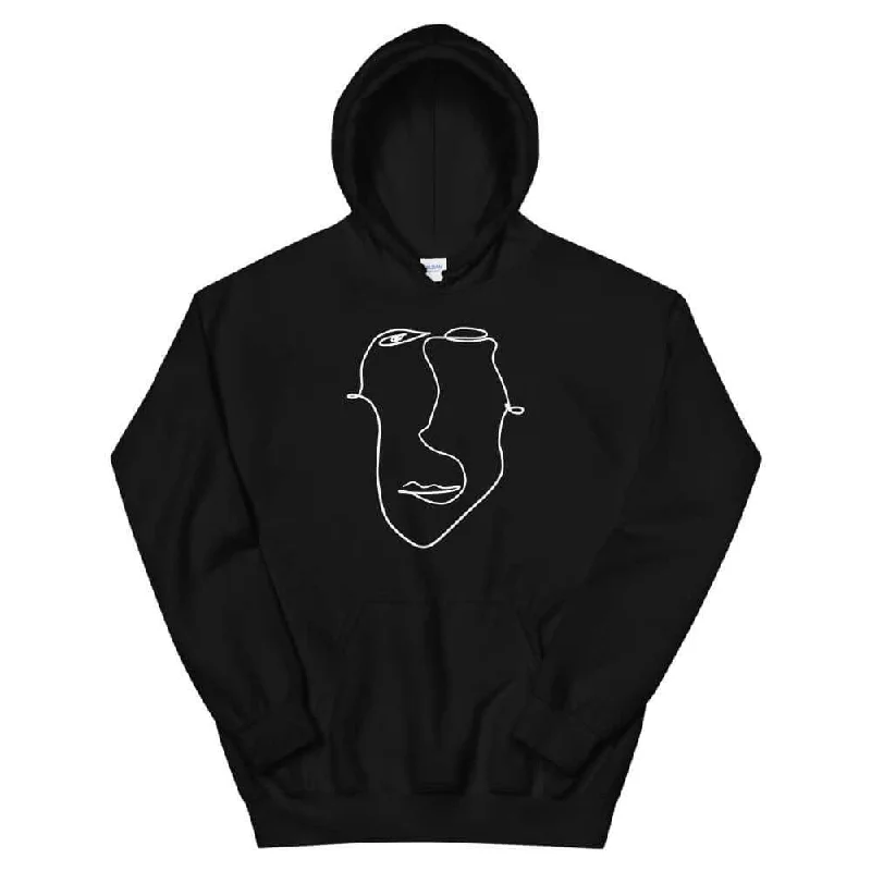 Abstract Minimal Line Art Drawing of a Face Unisex Hoodie