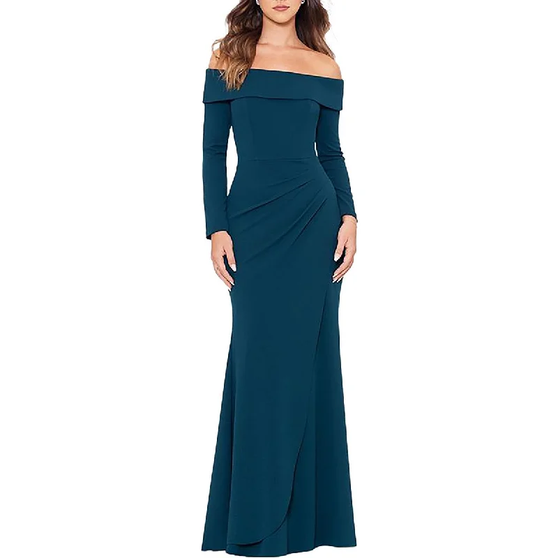 Xscape Womens Off The Shoulder Scuba Maxi Dress