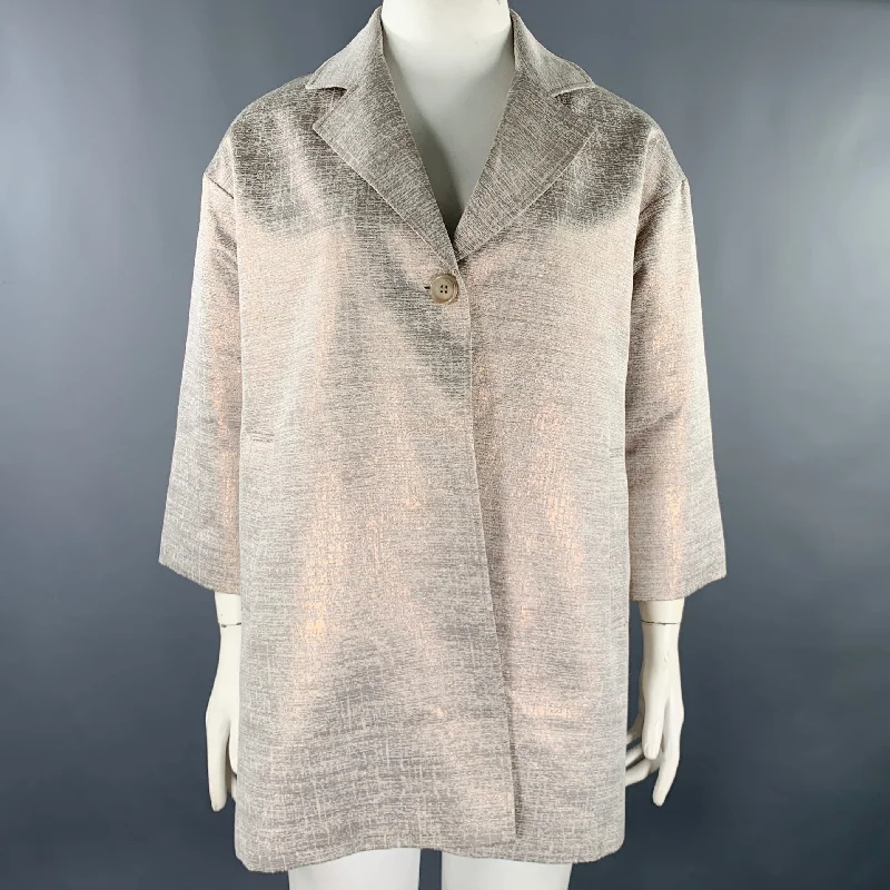 CHARLES GRAY Size L Pink Rose Gold Cotton Blend Shiny Single Button Coat