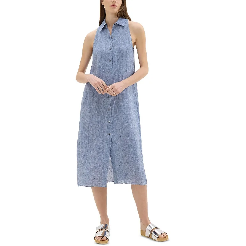 Theory Womens Collar Button Up Shirtdress