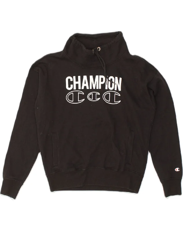 CHAMPION Womens Oversized Graphic Sweatshirt Jumper UK 10 Small Black