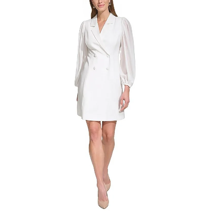 Vince Camuto Womens Crepe Chiffon Sleeve Sheath Dress