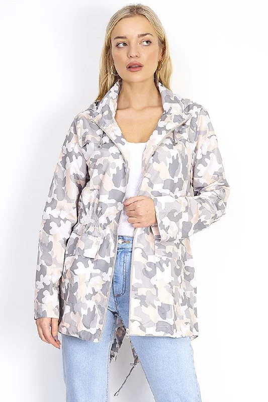 PASTEL CAMOUFLAGE PRINT HOODED MAC