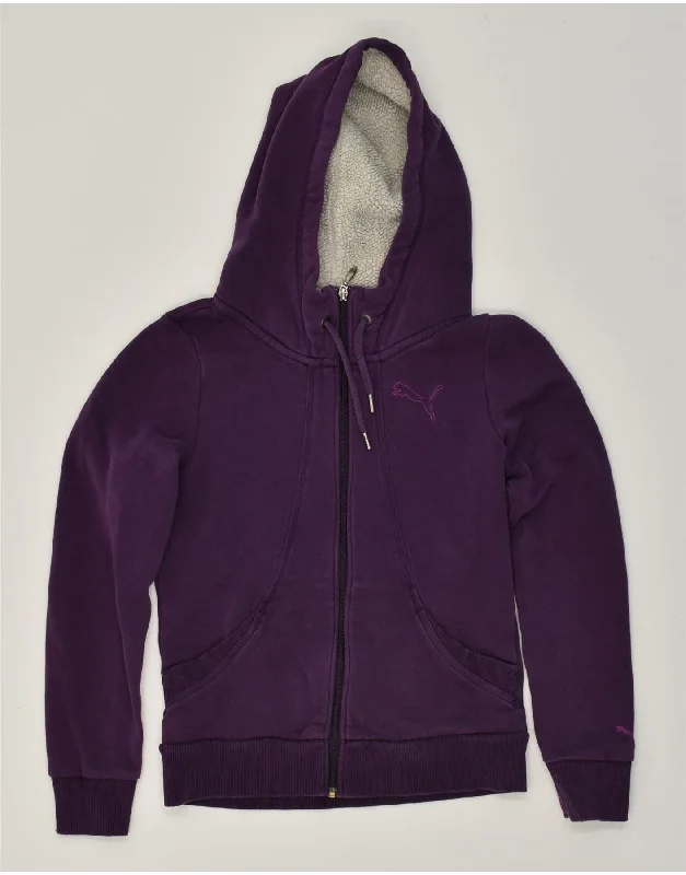 PUMA Womens Zip Hoodie Sweater UK 10 Small Purple