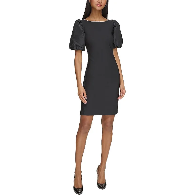 Karl Lagerfeld Paris Womens Mixed Media Mini Sheath Dress