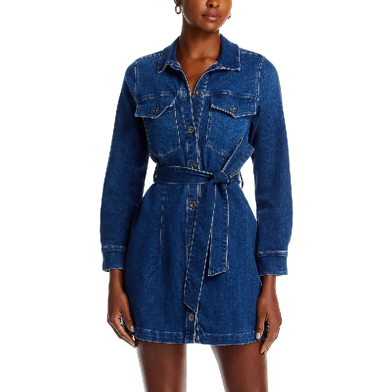 Bella Dahl Womens Kennady Denim Mini Shirtdress