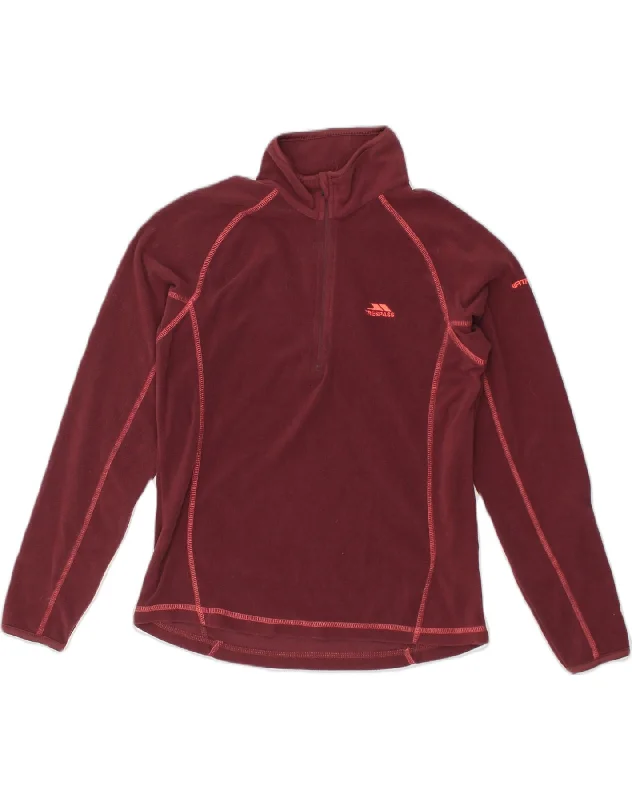 TRESPASS Womens Zip Neck Fleece Jumper UK 12 Medium Maroon Polyester