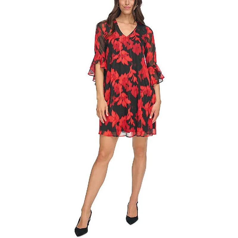 Calvin Klein Womens     Floral Mini Shift Dress