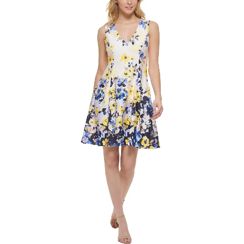 Vince Camuto Womens Floral Fit & Flare Cocktail And Party Dress