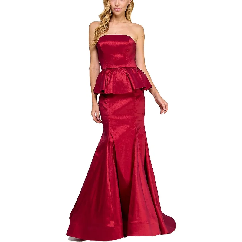 B. Darlin Womens Juniors Satin Strapless Evening Dress