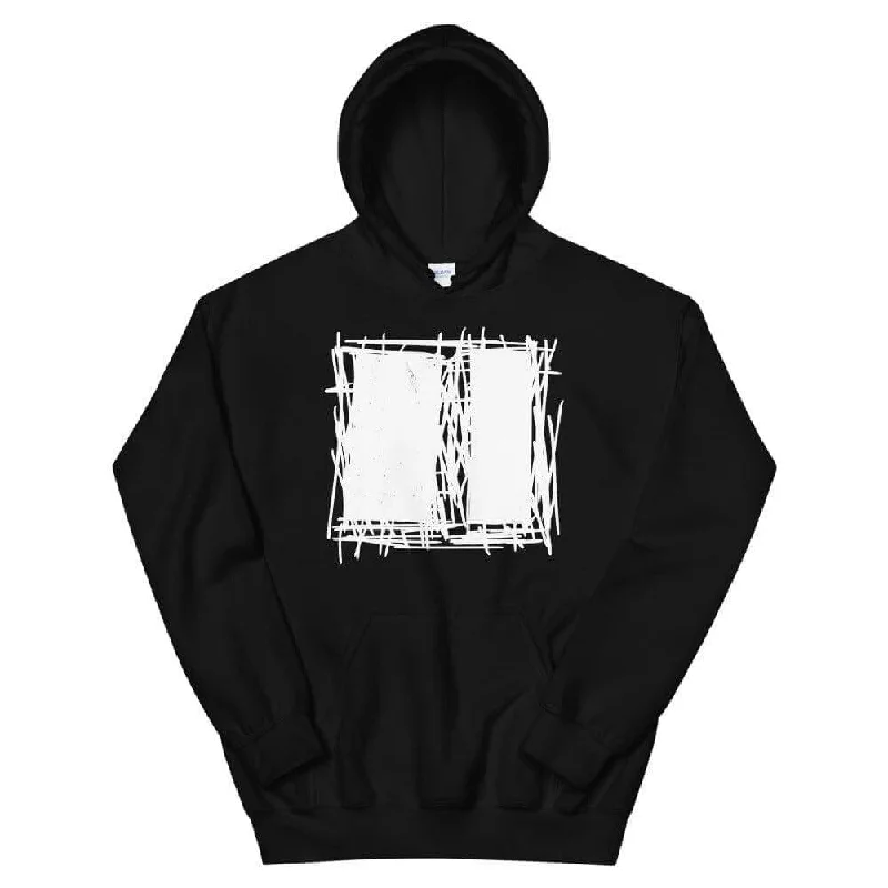 Lucina Black Abstract Scribble Short-Sleeve Unisex Hoodie