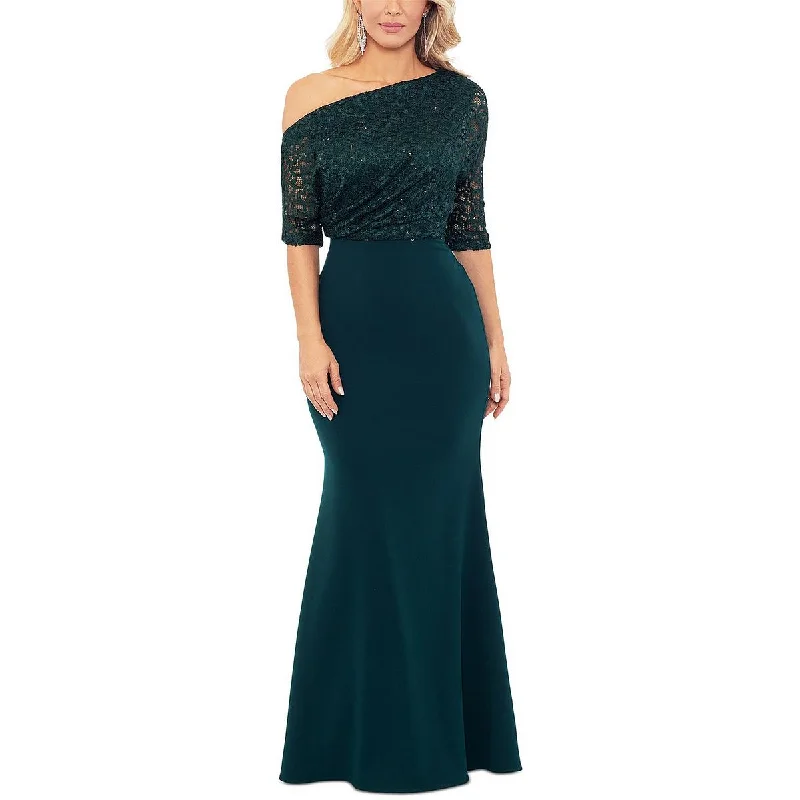 B&A by Betsy and Adam Womens Lace Sequined Evening Dress