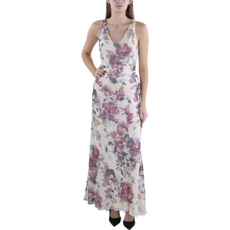 Lauren Ralph Lauren Womens Chiffon Floral Evening Dress