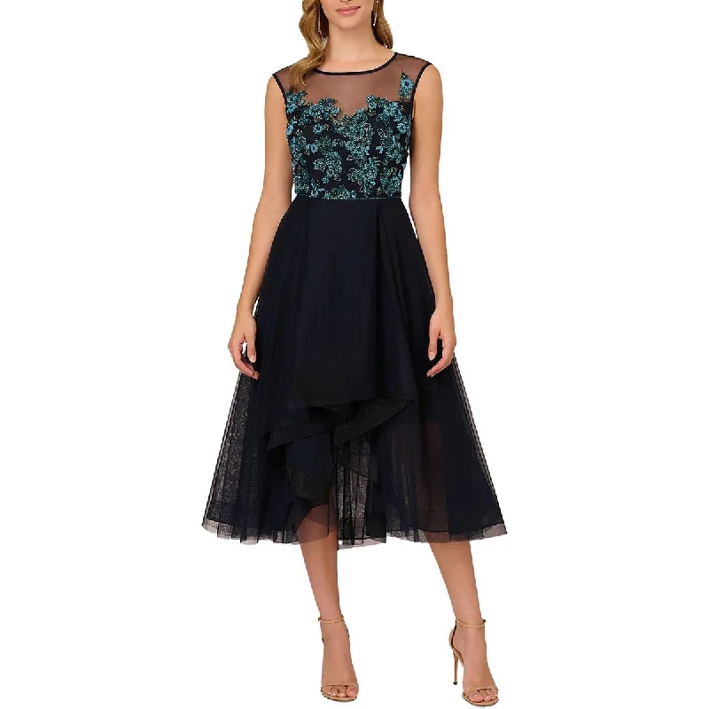 Adrianna Papell Womens Beaded H-Low Cocktail And Party Dress