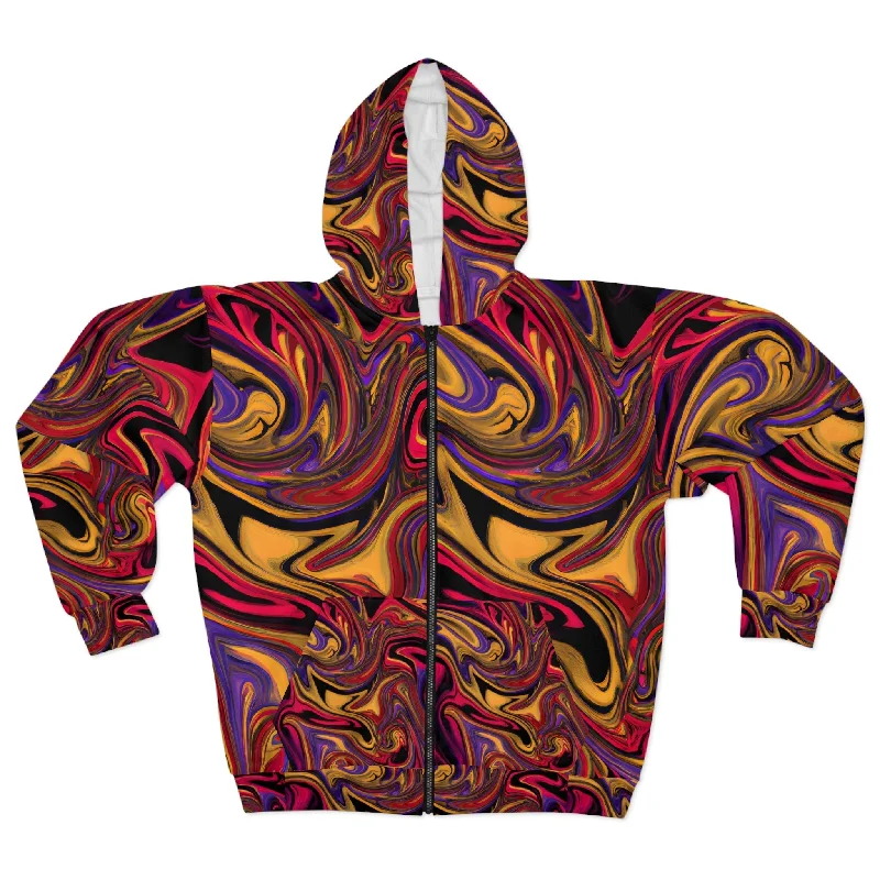 Psychedelic Swirls Unisex Zippered Hoodie