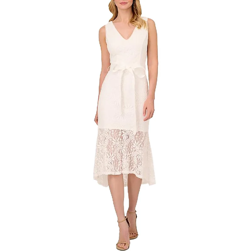 Adrianna Papell Womens Midi Lace Midi Dress