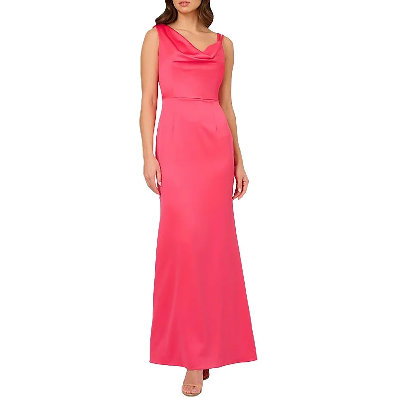 Adrianna Papell Womens Satin Maxi Evening Dress