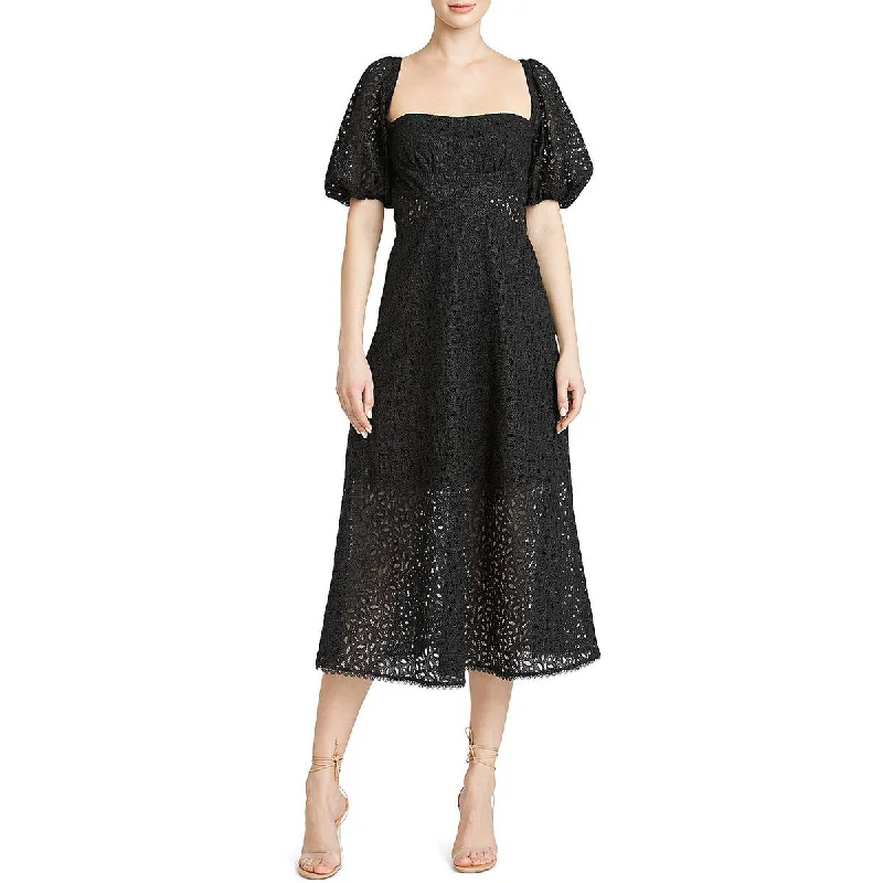 ML Monique Lhuillier Womens Lace Midi Dress