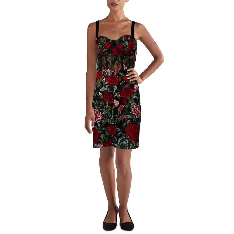 Marciano Womens Embroidered Above Knee Bodycon Dress