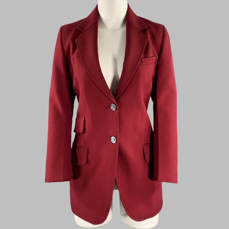 GUCCI Size S Burgundy Single Breasted Twill Jacket Blazer