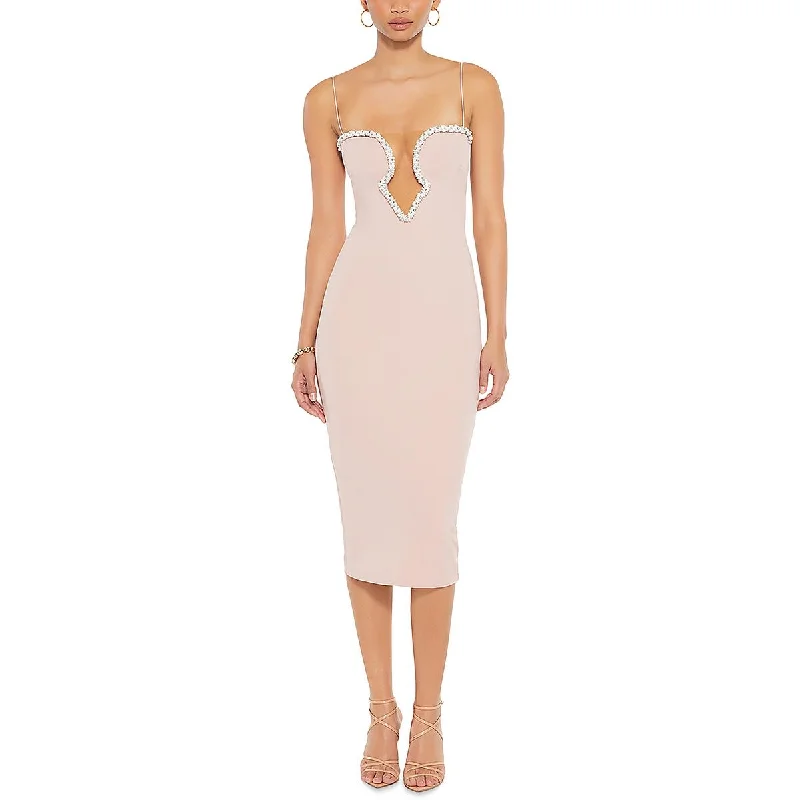 Nookie Womens Adorn Beaded Midi Cocktail And Party Dress