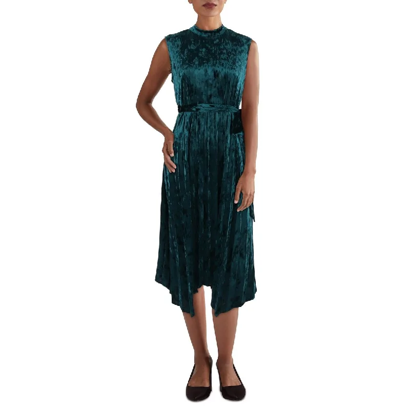 Tahari ASL Womens Petites Velvet Sleeveless Fit & Flare Dress