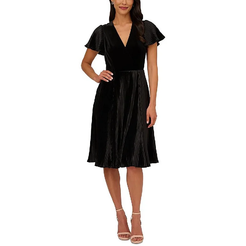 Adrianna Papell Womens Surplice Knee Length Fit & Flare Dress