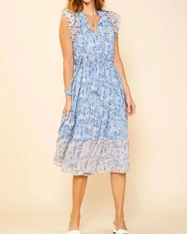 Bonus Savings Floral Midi Dress In Dusty Blue | Dusty Blue