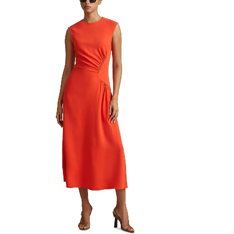 Reiss Womens Ruched Sleeveless Midi Dress