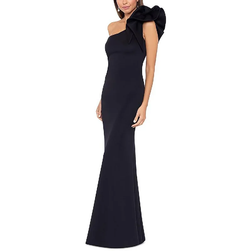 Betsy & Adam Womens Petites Full Length One Shoulder Evening Dress