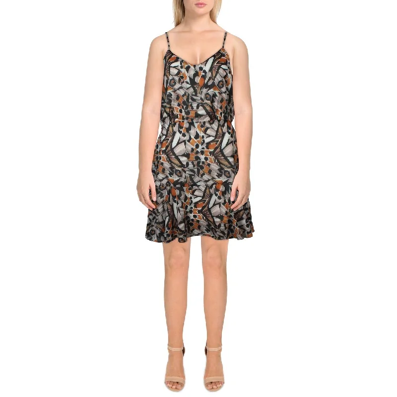 Aqua Womens Above Knee Printed Shift Dress