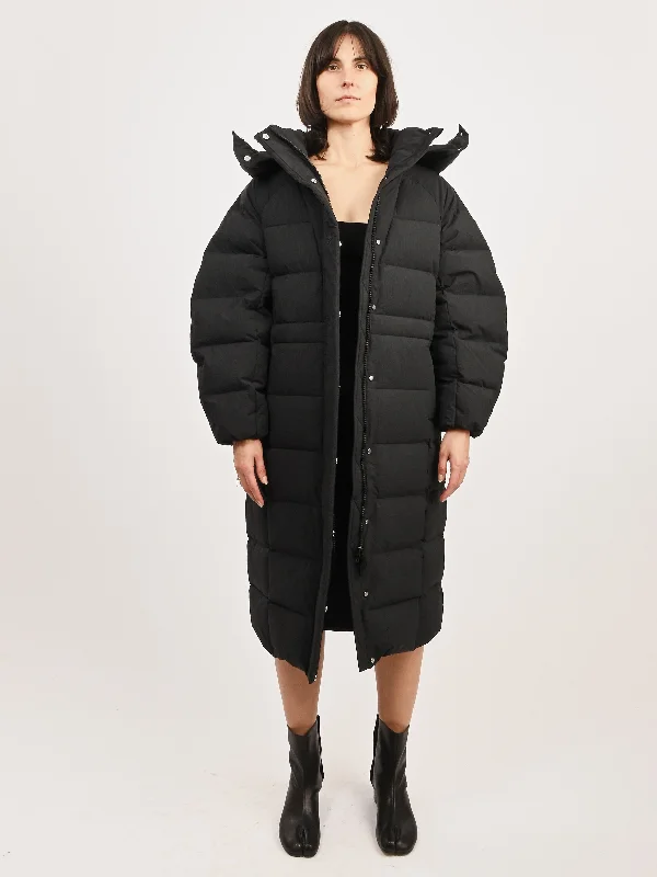 Black Tech Seersucker Puffer Coat