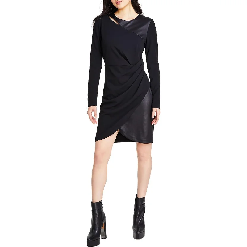 DKNY Womens Mixed Media Above Knee Bodycon Dress