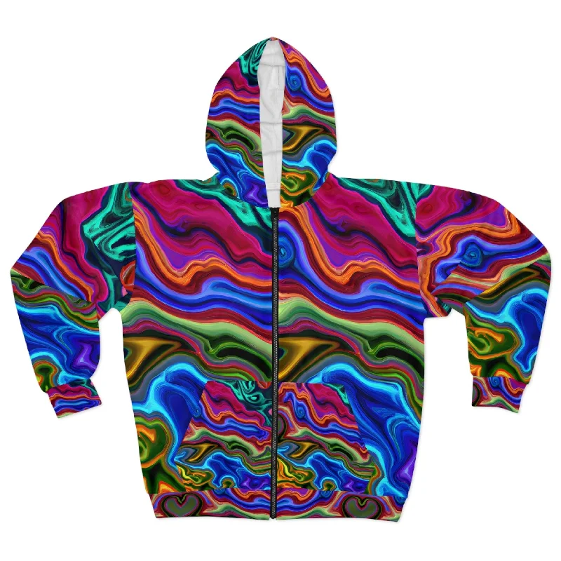 Kinetic Blues Unisex Zippered Hoodie