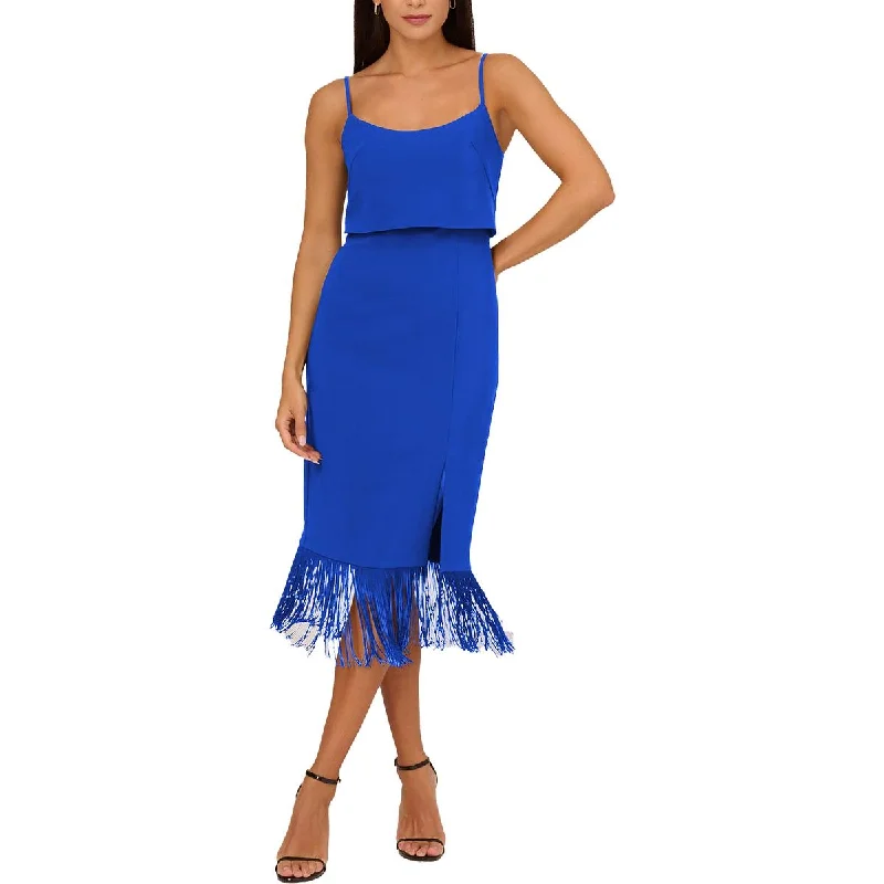 Adrianna Papell Womens Fringe  Sheath Dress