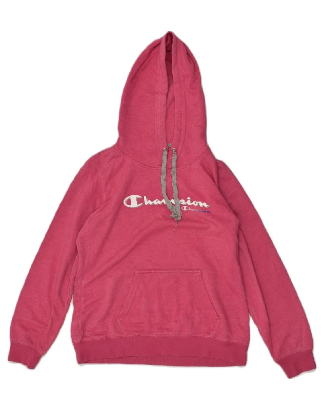 CHAMPION Womens Graphic Hoodie Jumper UK 18 XL Pink