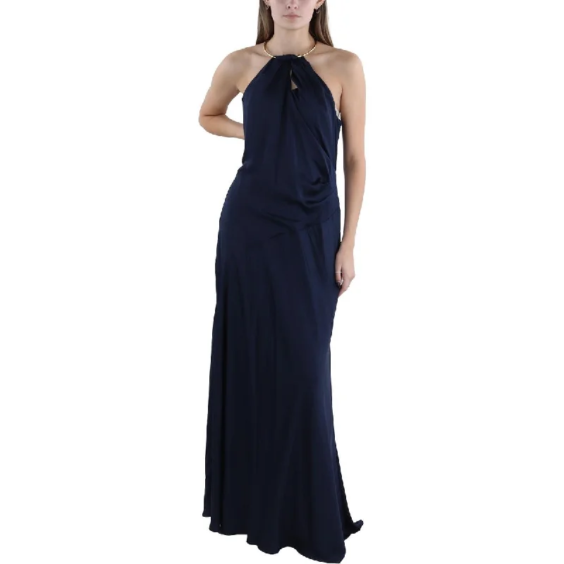 Lauren Ralph Lauren Womens Halter Maxi Evening Dress