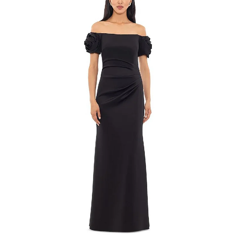 Xscape Womens Ruffled Sleeveless Maxi Dress