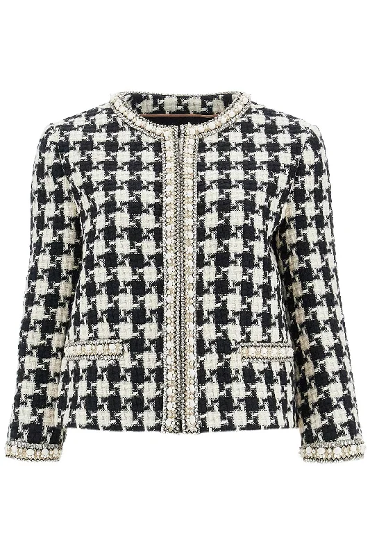 Embroidered Jacket In Damier Light Tweed  - White