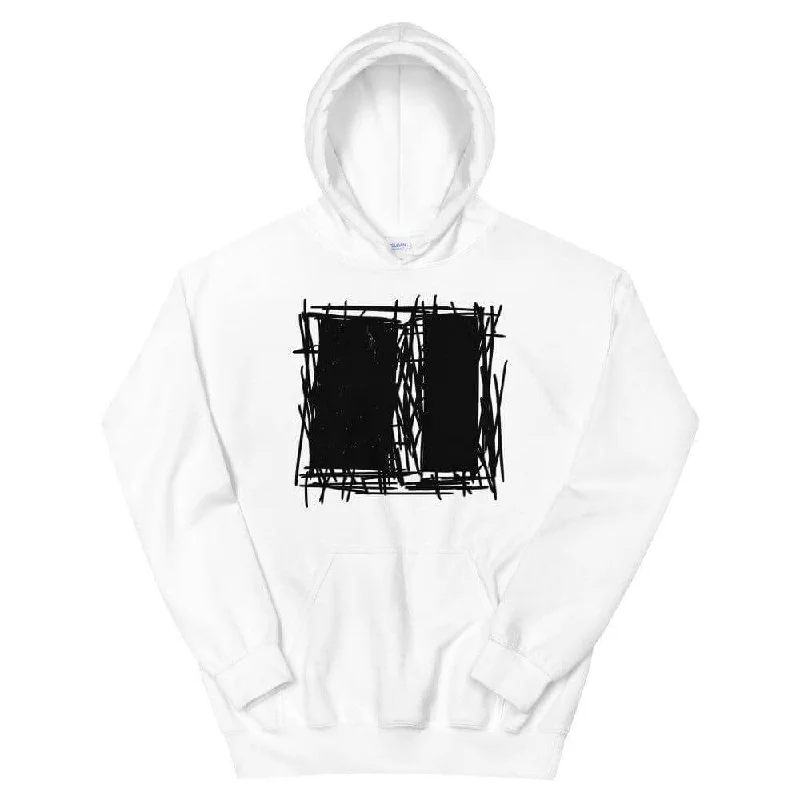 Lucina White Abstract Scribble Short-Sleeve Unisex Hoodie