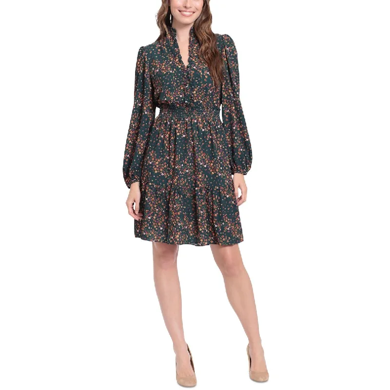 London Times Womens Petites Blouson Spring Fit & Flare Dress