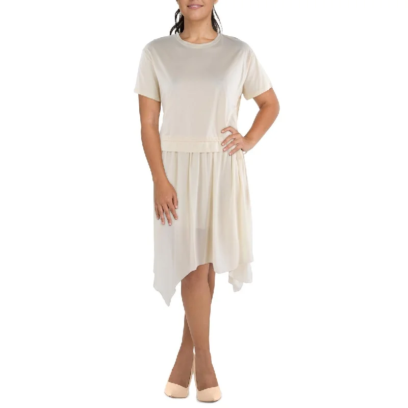 Madonna & Co. Womens Linen Sholder Sleees Midi Dress