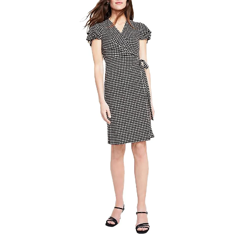 Anne Klein Womens Mini V-Neck Wrap Dress