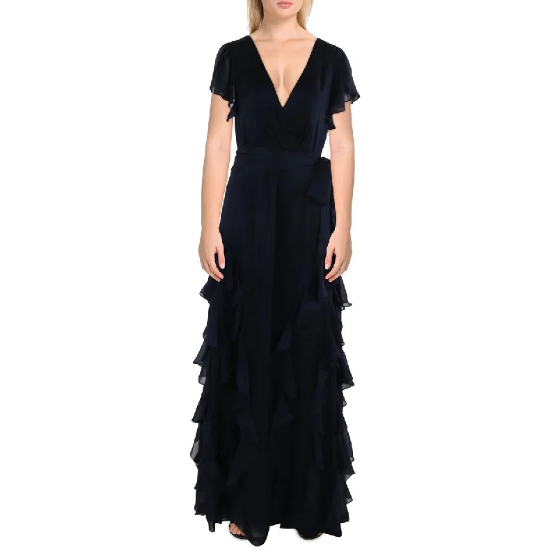 Lauren Ralph Lauren Womens Full Length Ruffled Evening Dress