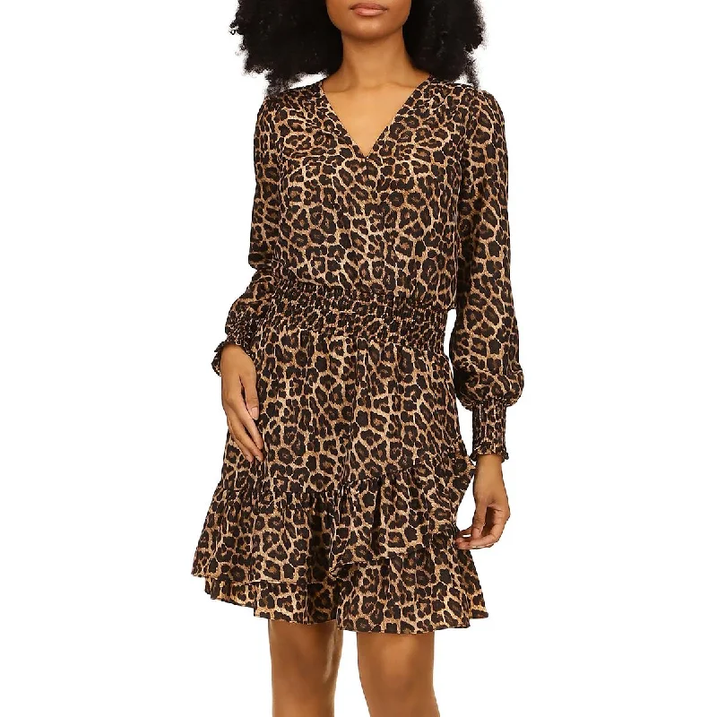 MICHAEL Michael Kors Womens Animal Print Above Knee Fit & Flare Dress