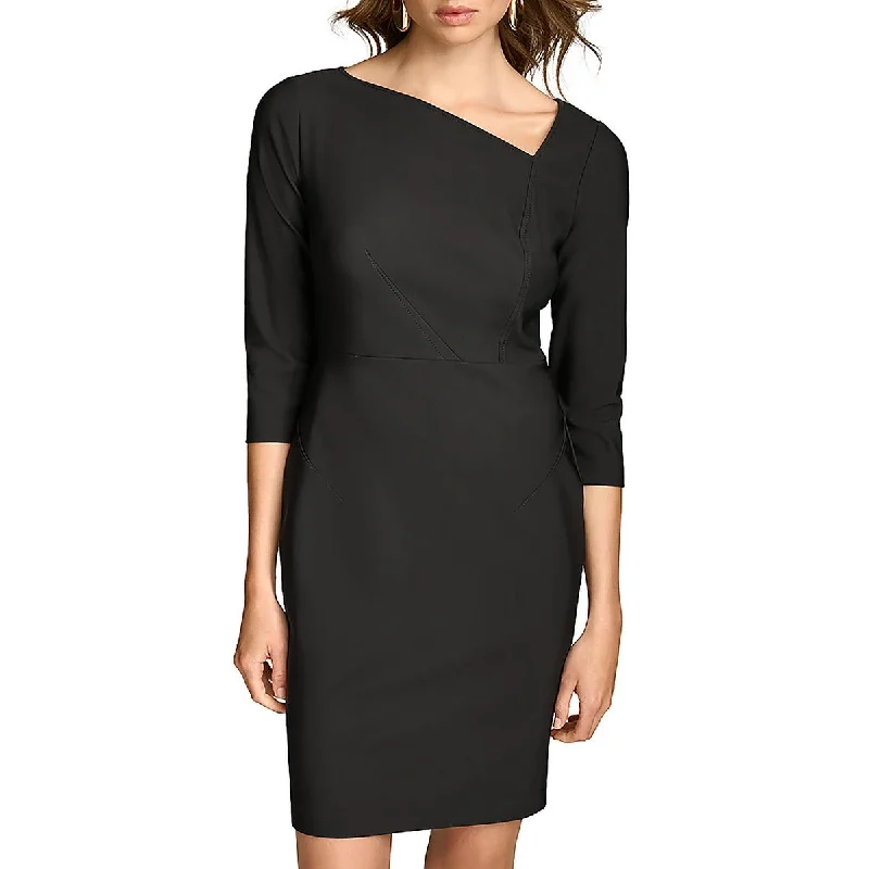 Donna Karan Womens Mini Asymmetric Sheath Dress